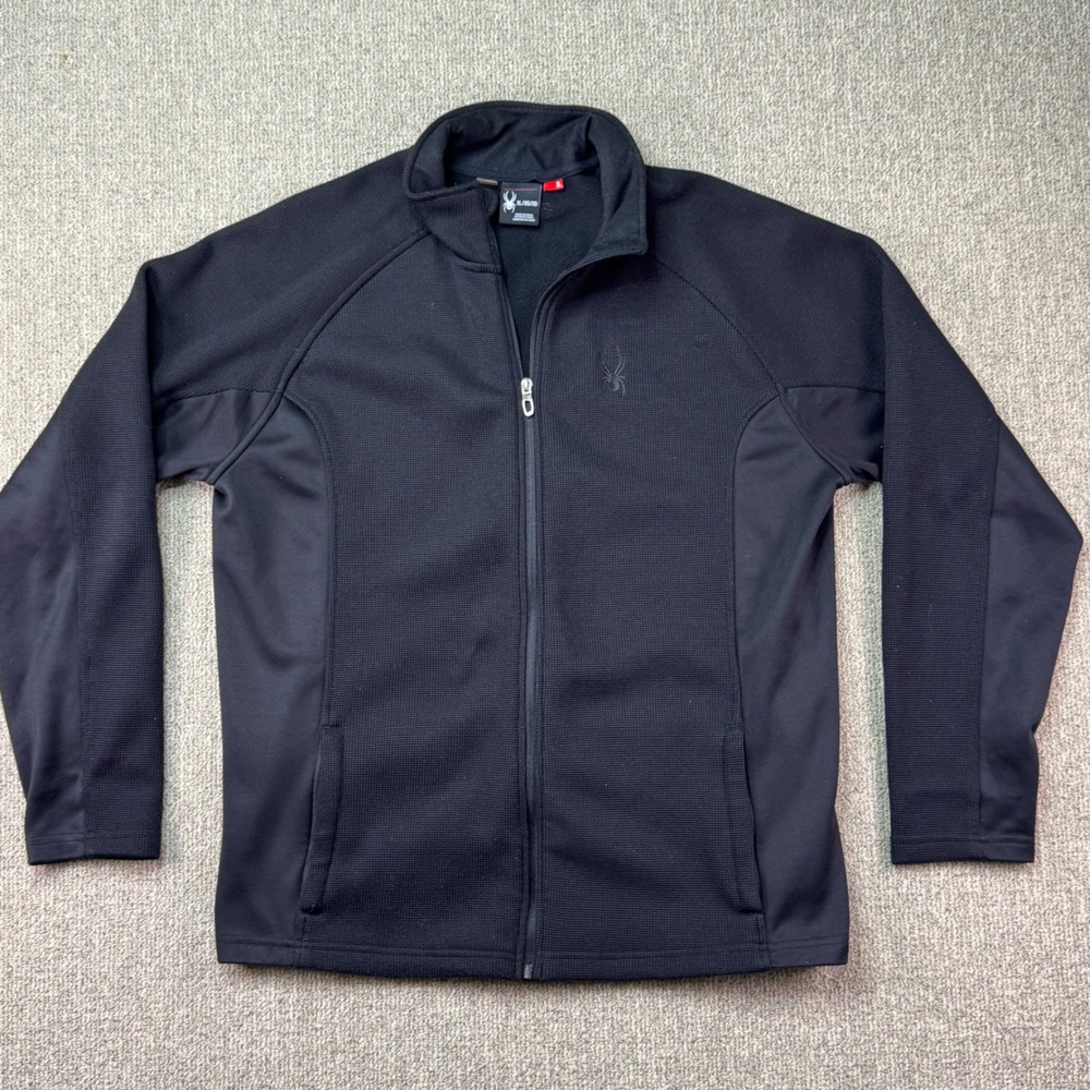 Spyder Black‎ Full Zip Fleece Jacket Mens XL Stretch Softshell Ski Layer